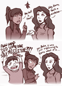 jeebsylad:  k-y-h-u:  deck the halls with arctic hen &amp; lesbians  AwwwwYeah! Crimmus came early! *Edit: OMG I JUST NOTICED BOLIN IS STILL WEARING THE SS.KORRASAMI HAT! 