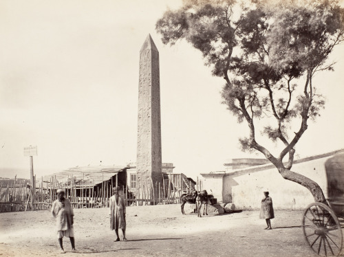 humanoidhistory:“Cleopatra’s Needle,” obelisk in Alexandria, Egypt, circa 1870, photo by Francis Fri