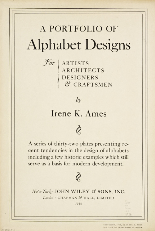 Irene K. Ames, A portfolio of Alphabet Designs for artists, architects, designers &amp; craftsmen, 1