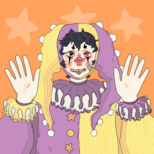 eggssoup: clown time fuck yeahhhh I made a sticker of this! its up on my redbubble @ cabbagepatchk1d