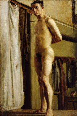 Male Nude Figure Standing. 1909. Maxwell Gordon Lightfoot. British 1866-1911. Oil/Canvas.