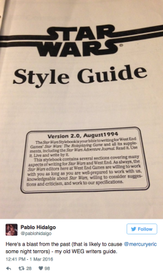 theverge:  THIS 1994 STAR WARS STYLE GUIDE WARNED GEORGE LUCAS NOT TO MAKE THE PREQUELSThe Phantom Menace might never have happened if Lucas had abided by the rules.