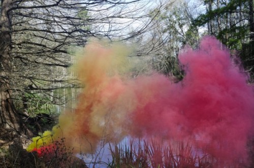   Irby Pace’s Color Explosions    Texas-based artist Irby Pace‘s works can be described as haunting and ethereal. In his series “Idle Voids,” Pace uses various outdoor spaces and adds his own “pop” of color to each environment in the form