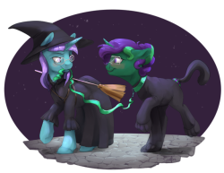 silfoearts:  Commissions/leftover Patreon rewards for @joulesinthemoon Top: Lemon the witch with her familiar, Buggy Bottom: Tuna fam dressed as Zelda:Spirit Tracks characters for Halloween/Nightmare Night 