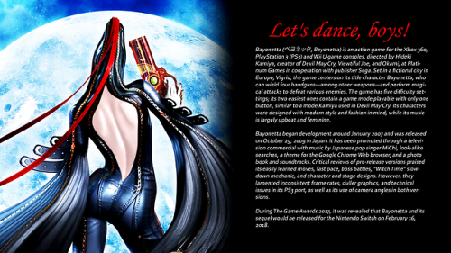 hanaxsongs:A 9 - page spread of the first Bayonetta game for @residentevil2remake! Please click or g