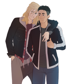 felidadae:I like to imagine that whenever the press ask Otabek &amp; Yurio what their relationship is 5y down the road, Otabek just gives them a Thumbs Up