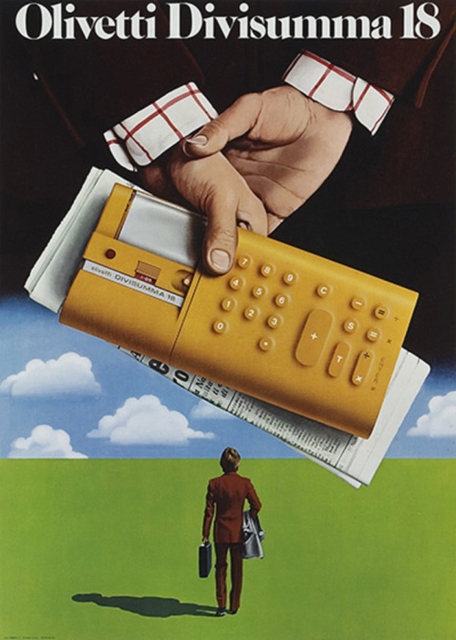 Egidio Bonfante, poster artwork for calculator Divisumma 18, 1973. Product design: Mario Bellini for