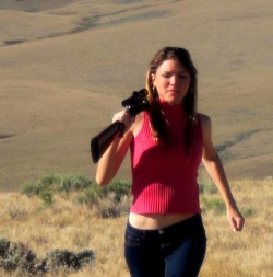 gunsknivesgear:  Kirsten joy Weiss. Rifle trick shot artist, member of Team Lapua. 