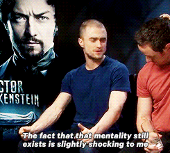 dehaanradcliffe:  Daniel Radcliffe (with James McAvoy) when asked about the debate