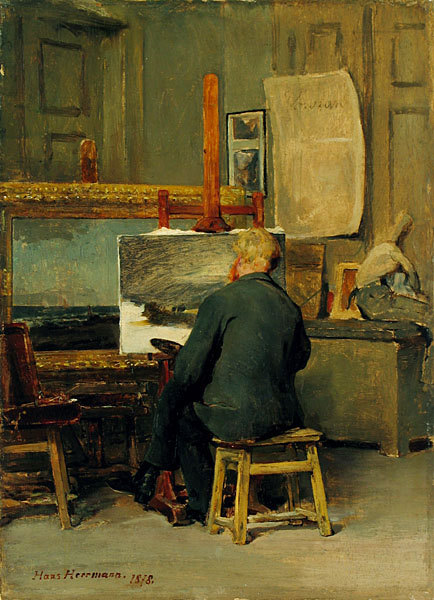 Heinrich Petersen-Angeln im Atelier, 1878, Hans Hermann. Germany (1858 - 1942)