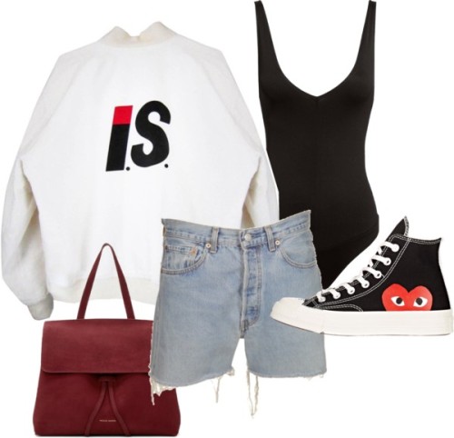 Untitled #23663 by florencia95 featuring a red shoulder bag ❤ liked on PolyvoreBomber style jacket /