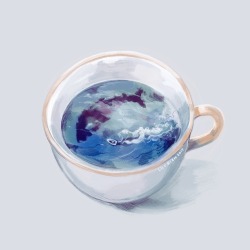 lkq-art:  whale in a teacup (it’s a small