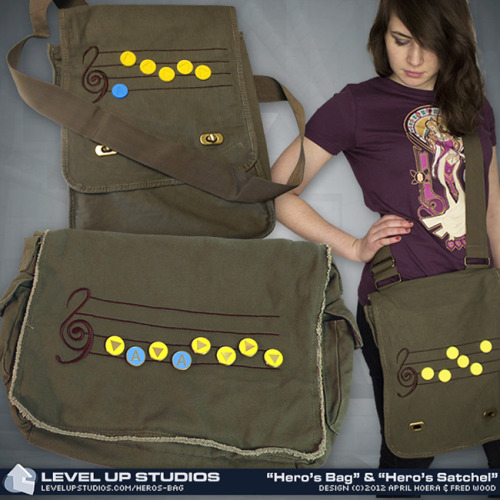 nerdsandgamersftw:  Hero’s Bag & Hero’s Satchel Messenger Bags  Features: Embroidered Hylian music score Ten note pins lets you recreate Every possible song Hero’s Bag holds full-size laptops  Via LevelUpStudiosHero’s Bag (Messenger Bag)
