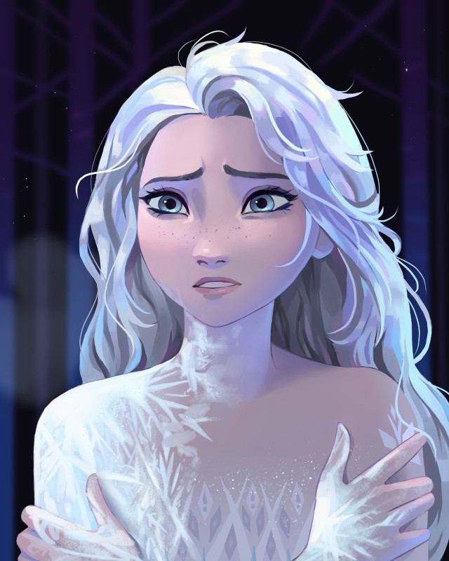 Modern Elsa Frozen Fan Art Canvas Vine