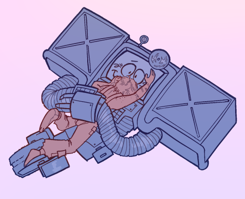 again, very similar to the other two. this time, the courier is wearing pants and a top with their hair tied back, lying on top of yes man. he is holding them with both arms and smiling bashfully.