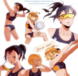 suncelia-art:  Women beach volleyball AU~<3