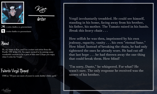 Writer | @i-write-fanfics-to-procrastinateWe’re pleased to announce Kae for our zine! Using their st