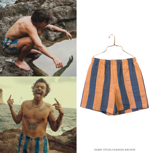 Harry in the ‘Golden’ Music Video | October 26, 2020Bode Chambray Striped Shorts ($468)Harry’s short