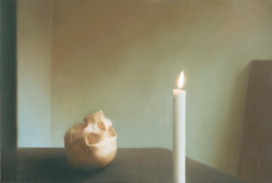 huariqueje:  Skull with Candle   -    Gerhard Richter    1983 German b.1932-Oil on canvas 