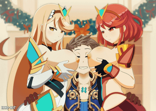 Pyra, Rex, and Mythra from Xenoblade Chronicles 2