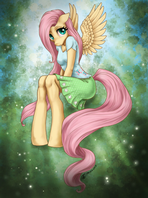 odduckoasis:  Have a pony! Fluttershy for your “awww”-ing pleasure. lol. Of course I did her anthro style, what else eh?Njoi! ♥~  <3