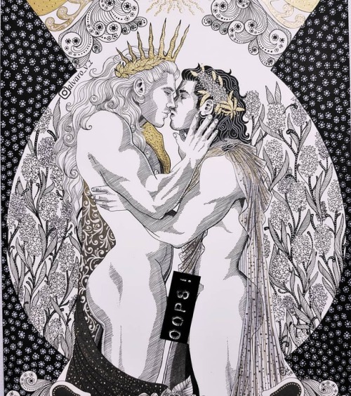 little-avz: Apollo and Hyacinthus #illustration #ilustración #ink #gold #ilustradorchileno #g