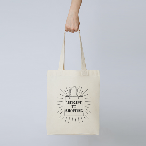 ADDICTED TO SHOPPING | TOTE BAG &lt;&lt; click here to buy Facebook - Instagram - Twitter