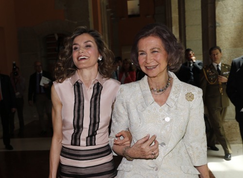 Queen Letizia with her mother-in-law Queen Sofía in Madrid, June 2016.