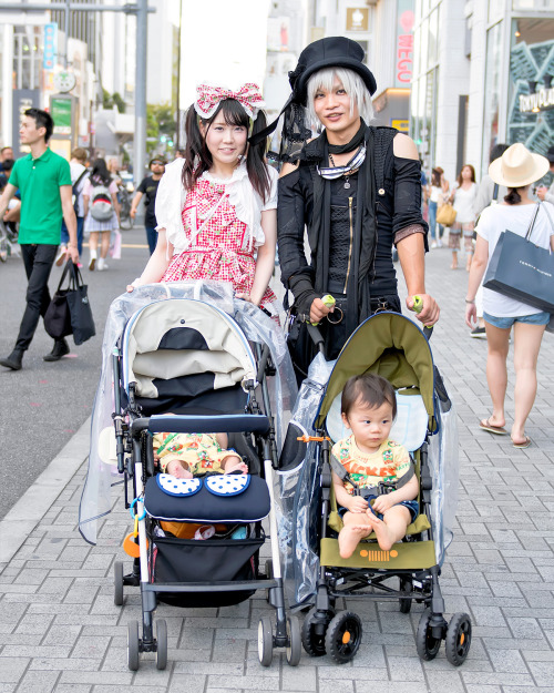 tokyo-fashion: A fun gothic and lolita couple - pushing strollers - we met on the street in Harajuku