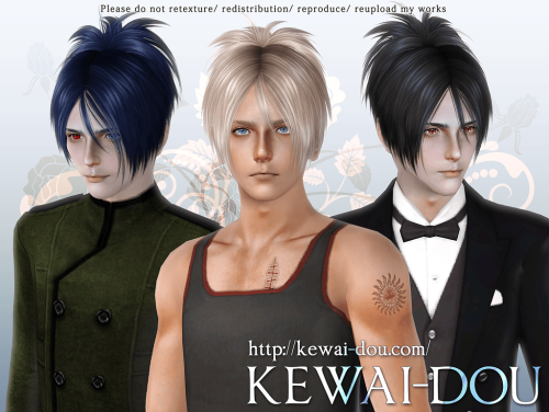 kewai-dou: kewai-dou: Sangrose both gender hair, teen to elder age for The Sims3. It may look like