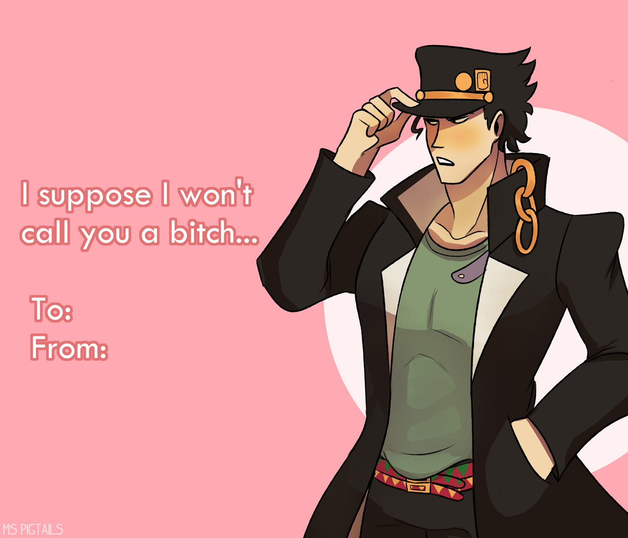 ms-pigtails:Valentine’s day is tomorrow! So have some cheesy Jojo valentine cards!