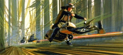 Speeder bike (concept) art by Ralph McQuarrie. Return of the Jedi (1983).