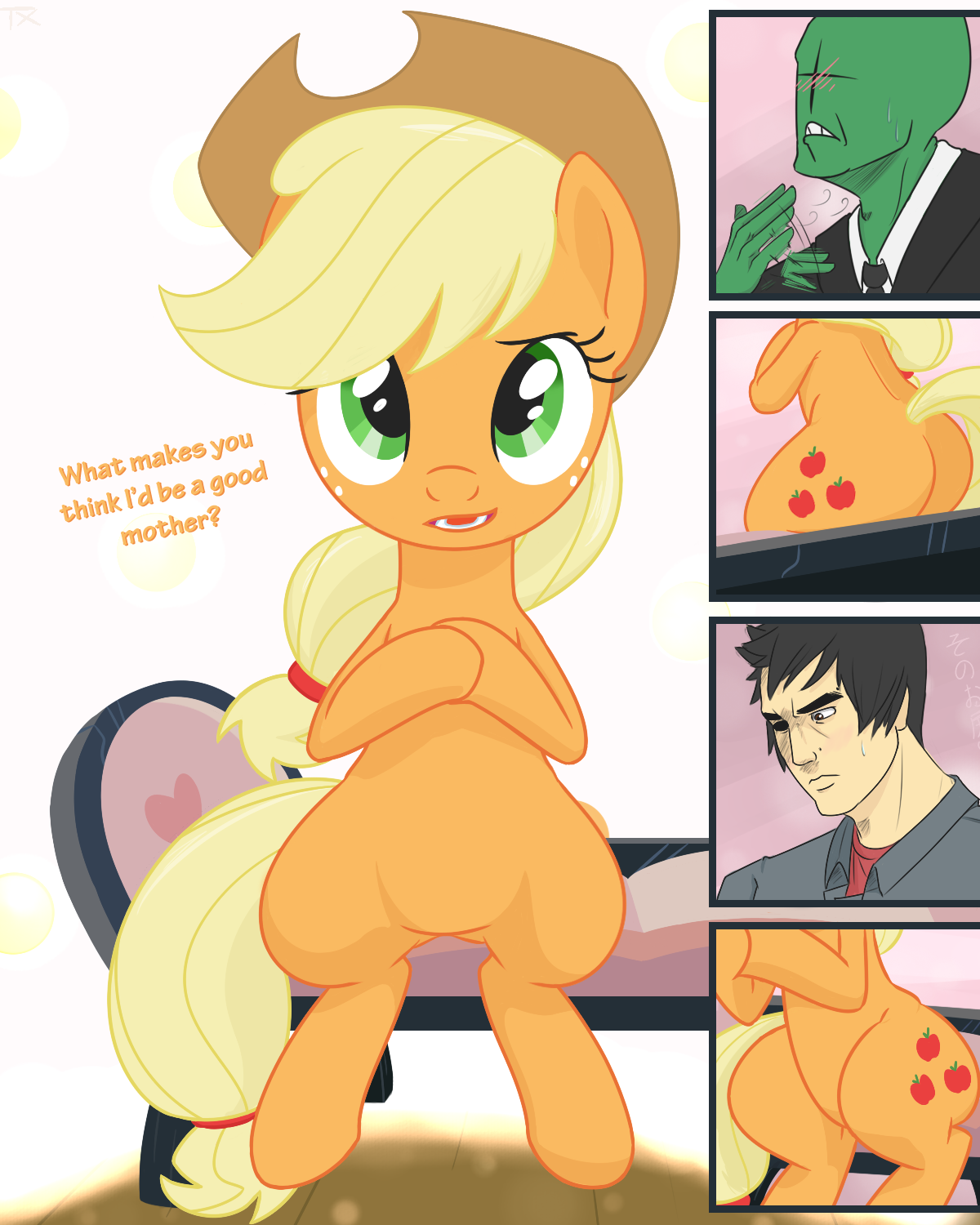 opus-13:  texdrawings:  Anonymous made me do it.  x’D  AJ such a cutie~ &lt;3