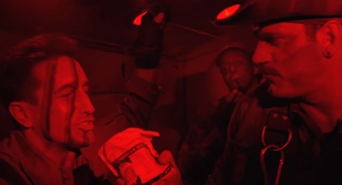 Predator (John McTiernan, 1985), Rampage (Brad Peyton, 2018): Helicopter full of sassy military/mili