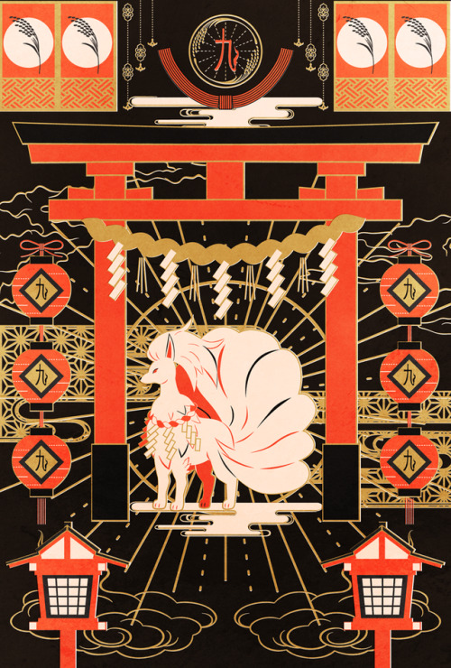 ekmkmekmkm:和風キュウコンThis Inari-inspired Ninetales fanart is so cool &lt;3