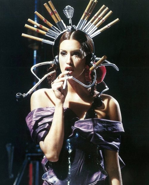 Prettyfuul:  Yasmeen Ghuari Wearing A Cigar Dispenser Hat At Jean Paul Gaultier Fall