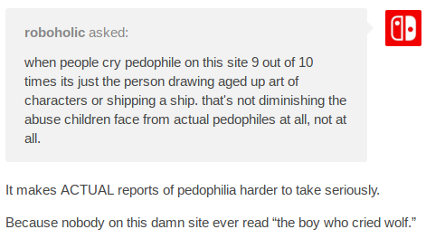papatulus: therealcringe: one of these days there’s gonna be an actual boy who cried wolf situation and no one will care because the green brony man will have alluded to the story so many times that it will have lost all meaning a real “boy who cried