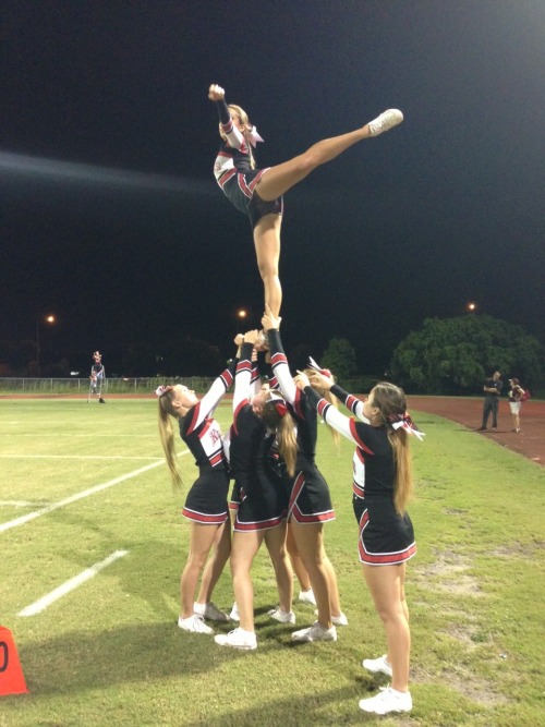 cheerteener: cheer-is-the-way: Monarch High School football game i wish i saw more arabesques like t