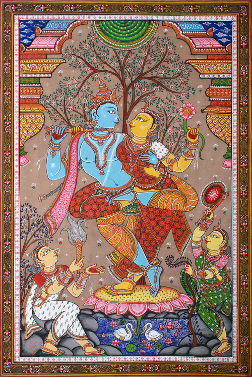 Radha Krishna pata painting by Rabi Behra, Odisha