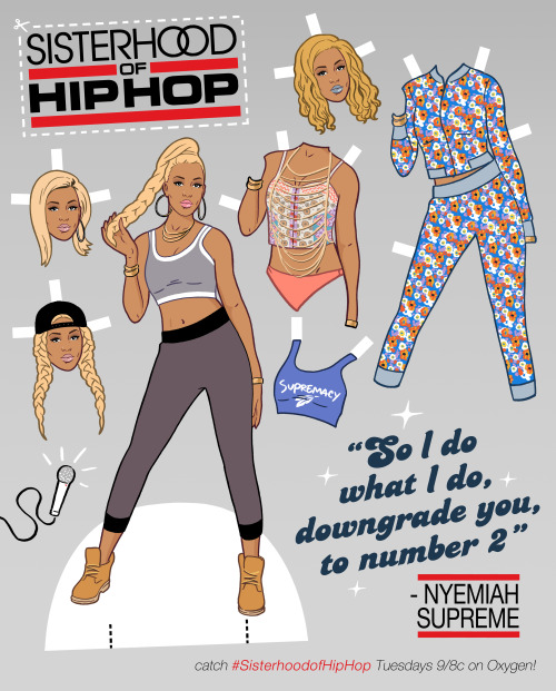 kylehiltonillustration:
“Sisterhood of Hip Hop paper doll #5, Nyemiah Supreme, with a variety of cut-out-able hairstyles and outfits ready for tonight’s season finale.
I had a lot of fun watching and working on these. Don’t forget to tune in tonight...