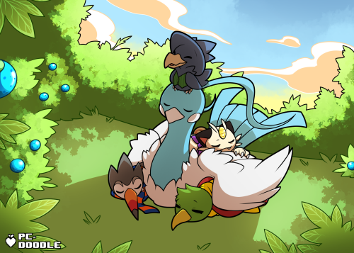 Bird Cuddle PileFor a patron!