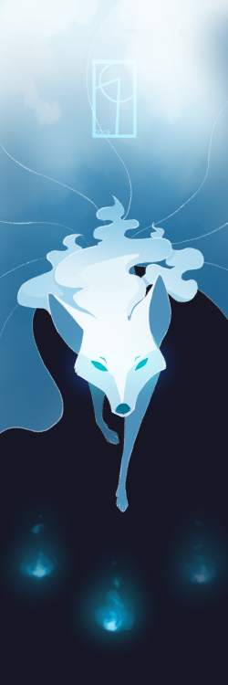 Alolan Ninetales! I was thinking about making bookmarks.  This is actually a redraw of an older