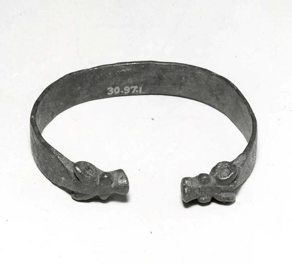ancientjewels:  Bronze bracelet depicting animal heads. This item is from Western