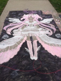 queenofween:  i chalked the walk today!!! ^o^  what if it rains