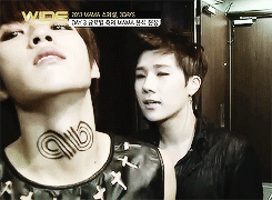 ddongwow:  Infinite showing off their tattoos