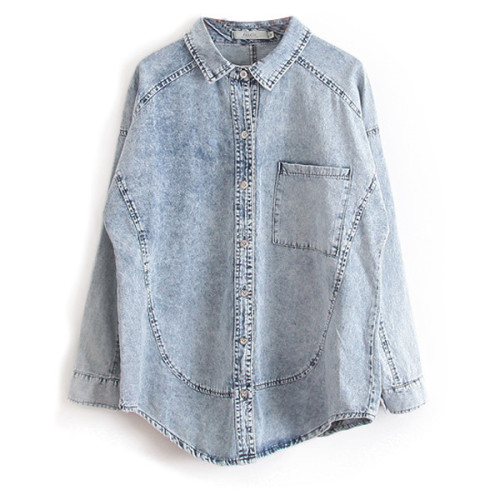 olimpiaresta: Chicnova Fashion Lapel Collar Batwing Sleeves Denim Blouse