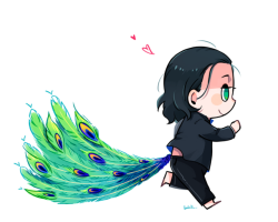 virushoney:  virushoney: virushoney:  little peacock &lt;3  I want to draw more (uωu,,)  i did ✨