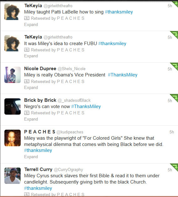 kudipeaches:  chocfroricana:  Some more gems from Black Twitter in response to Miley