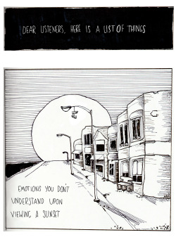 laurenftagn:  (click through for full size comic)“Here is a List of Things” from Welcome to Night Vale episode 2, Glow Cloud  Illustrations by Lauren Ftagn