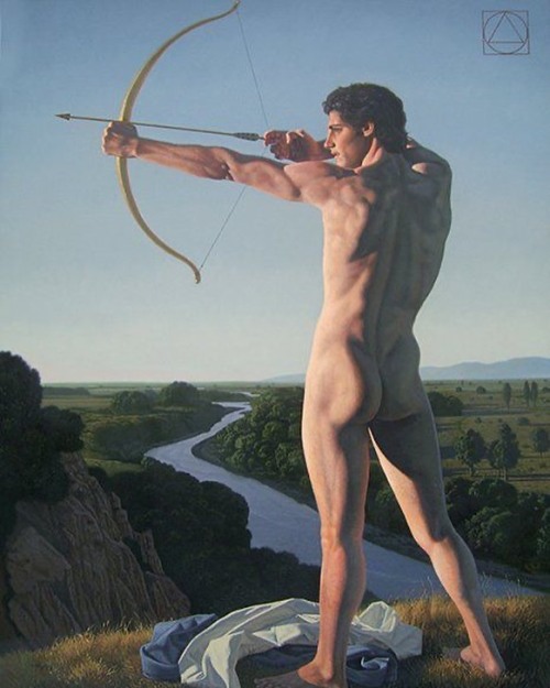 designedfordesire:  Archer Aiming at the Sun (2004), David Ligare (1945)https://grundoonmgnx.tumblr.com/